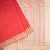 Poly Cotton Red Thread Striped Saree And Thread Border