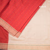 Poly Cotton Red Thread Striped Saree And Thread Border