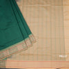 Poly Cotton Bottle Green Plain Saree And Thread Border