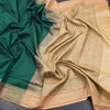 Poly Cotton Bottle Green Plain Saree And Thread Border - Kumaran Silks