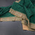 Poly Cotton Bottle Green Plain Saree And Thread Border