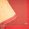 Poly Cotton Cream Saree With Thread Buttas And Thread Border