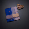 Poly Cotton Ink Blue Saree With Thread Buttas And Thread Border