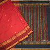 Poly Cotton Red Saree With Thread Buttas And Zari Border