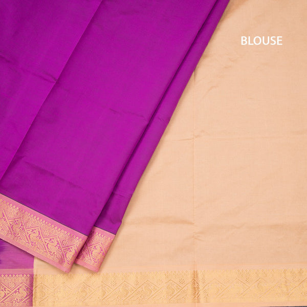 Poly Cotton Dark Magenta Plain Saree And Zari Border