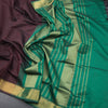 Poly Cotton Dark Brown Plain Saree And Zari Border