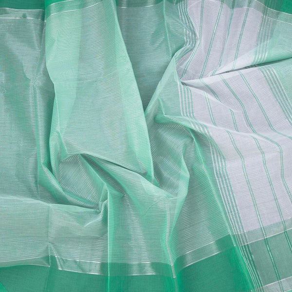 Gadwal Cotton Sea Green Zari Stripes Saree