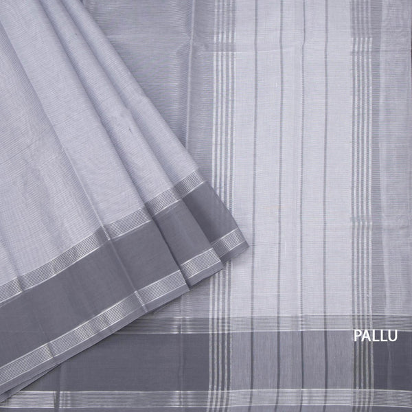 Gadwal Cotton Grey Zari Stripes Saree