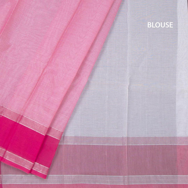 Gadwal Cotton Light Pink Zari Stripes Saree