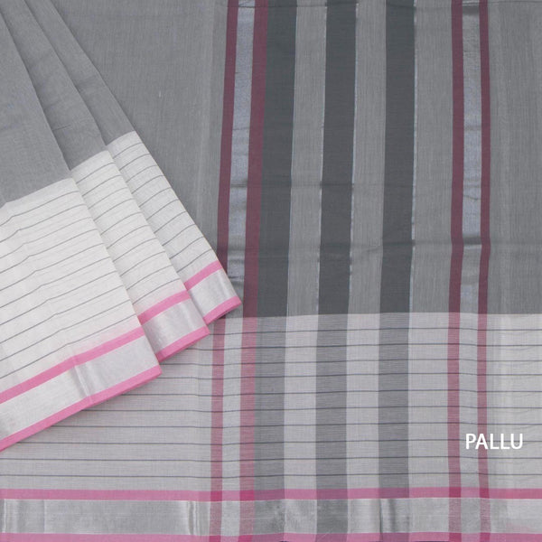 Gadwal Cotton Grey Plain Saree