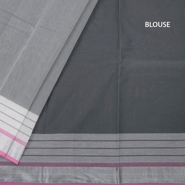 Gadwal Cotton Grey Plain Saree