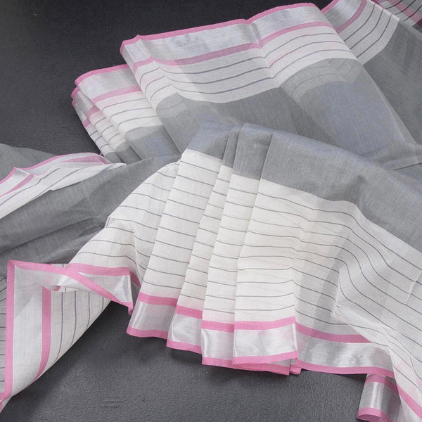Gadwal Cotton Grey Plain Saree