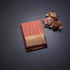 Semi Mysore Silk Dark Peach Floral Printed Saree And Zari Border