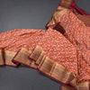 Semi Mysore Silk Dark Peach Floral Printed Saree And Zari Border