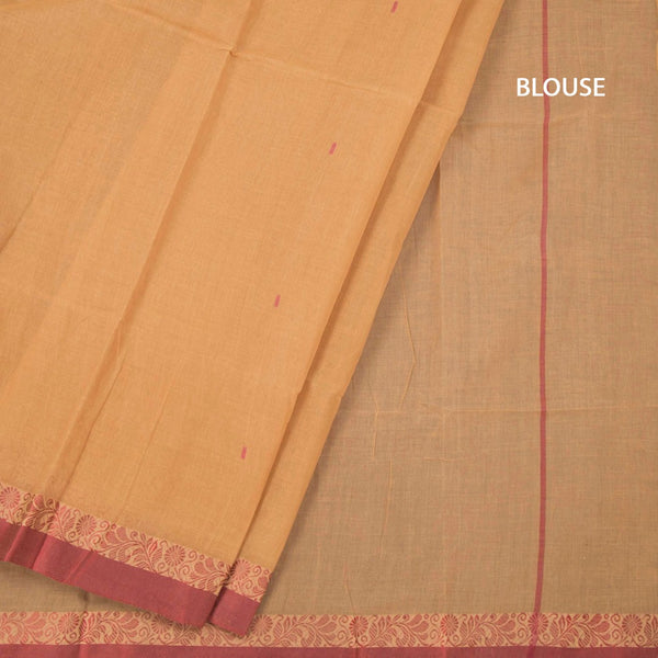 Bengal Cotton Sandal Saree With Thread Buttas