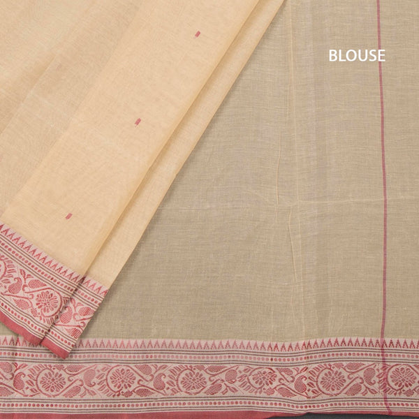 Bengal Cotton Sandal Saree With Thread Buttas 02