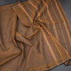 Bengal Cotton Golden Brown Saree With Thread Buttas