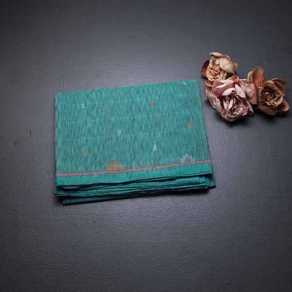 Bengal Cotton Green Saree With Thread Buttas