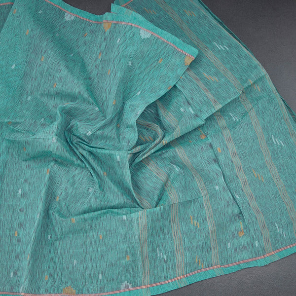 Bengal Cotton Green Saree With Thread Buttas