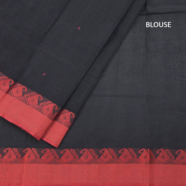 Bengal Cotton Black Saree With Thread Buttas