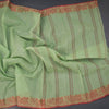 Bengal Cotton Pista Green Saree With Thread Buttas