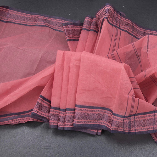 Bengal Cotton Rose Pink Plain Saree
