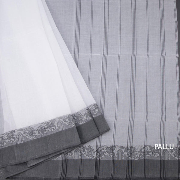 Bengal Cotton White Plain Saree