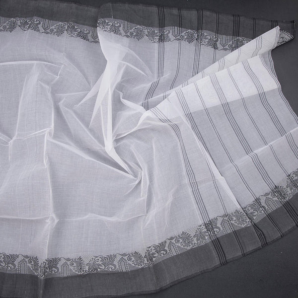 Bengal Cotton White Plain Saree