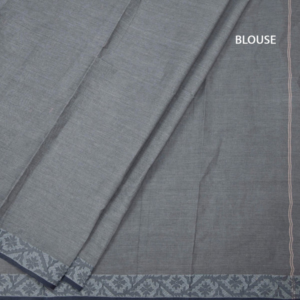 Bengal Cotton Grey Saree With Thread Buttas