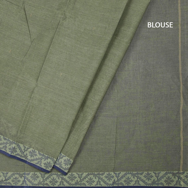 Bengal Cotton Sage Green Saree With Thread Buttas