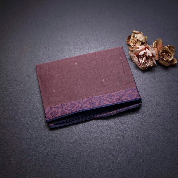 Bengal Cotton Purple Saree With Thread Buttas