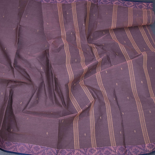Bengal Cotton Purple Saree With Thread Buttas