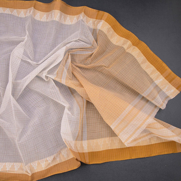 Bengal Cotton Cream Checked Saree