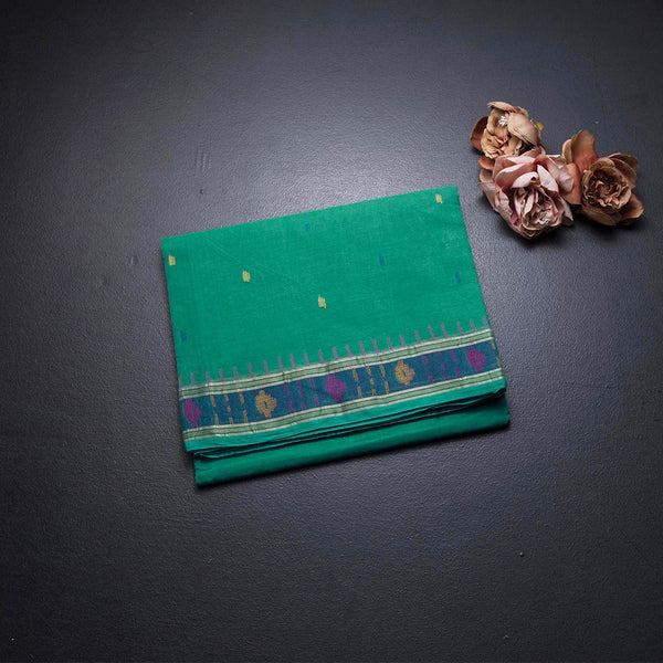 Bengal Cotton Sea Green Saree With Thread Buttas