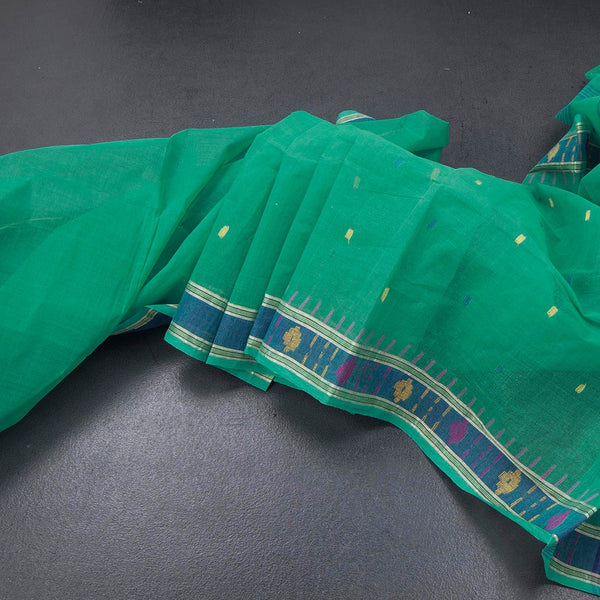 Bengal Cotton Sea Green Saree With Thread Buttas