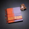 Poly Cotton Light Lavender Thread Checked Saree And Bavanji Border