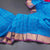 Poly Cotton Blue Thread Checked Saree And Bavanji Border