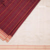 Poly Cotton Maroon Thread Striped Saree And Thread Border