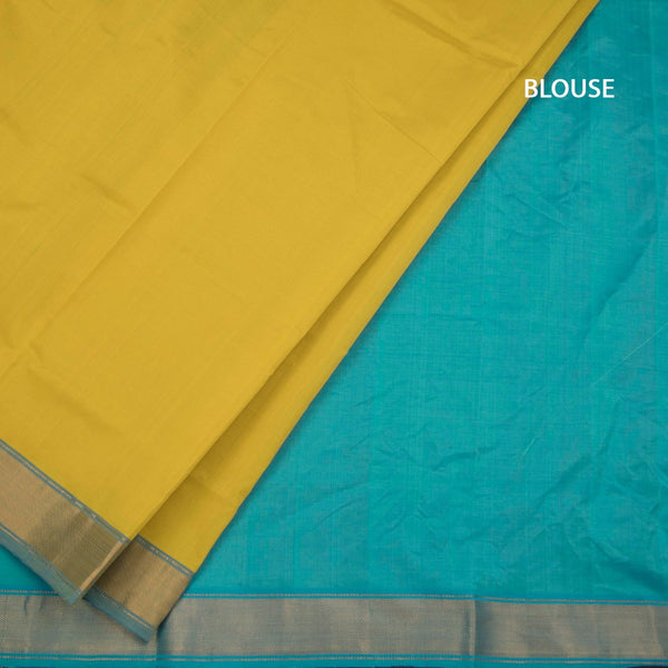 Poly Cotton Yellow Plain Saree And Bavanji Border