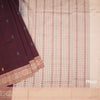 Poly Cotton Dark Maroon Saree With Mango Thread Buttas