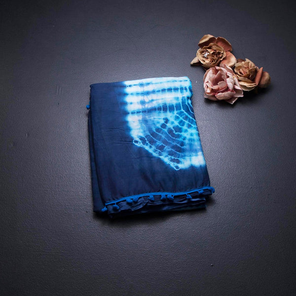 Mul Mul Cotton Dark Blue Printed Saree 04