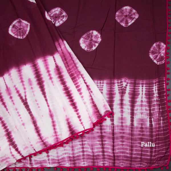 Mul Mul Cotton Wine Printed Saree