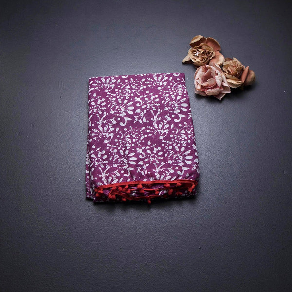 Mul Mul Cotton Purple Printed Saree 02