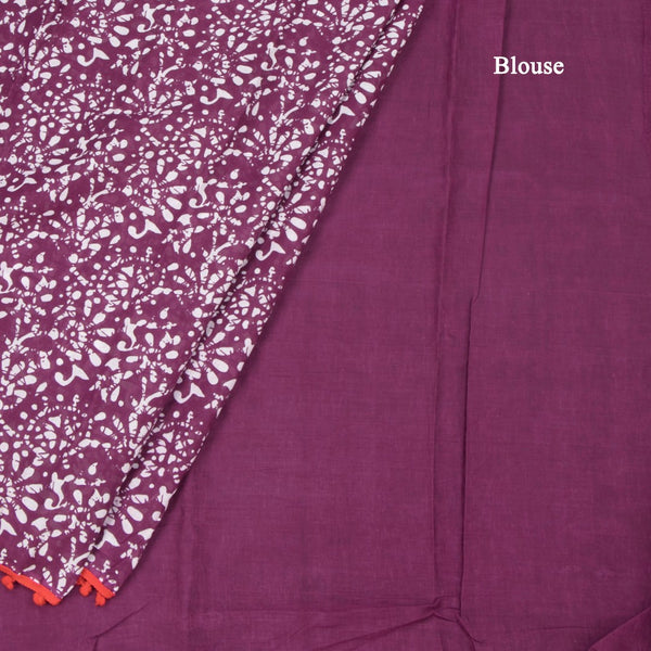 Mul Mul Cotton Purple Printed Saree 02