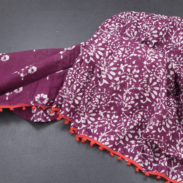 Mul Mul Cotton Purple Printed Saree 02