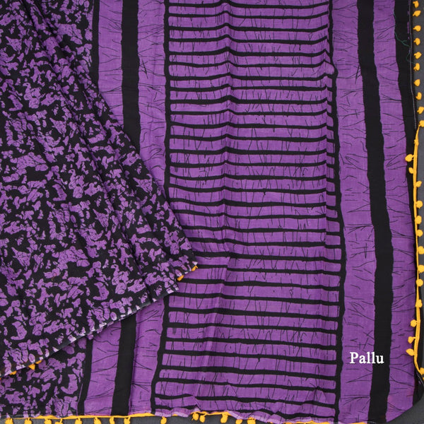 Mul Mul Cotton Black Printed Saree 05