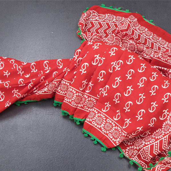 Mul Mul Cotton Red Printed Saree 10