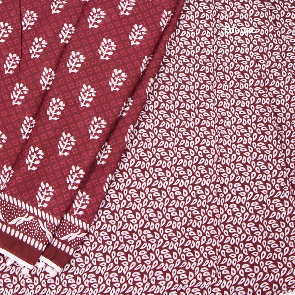 Mul Mul Cotton Maroon Printed Saree 06
