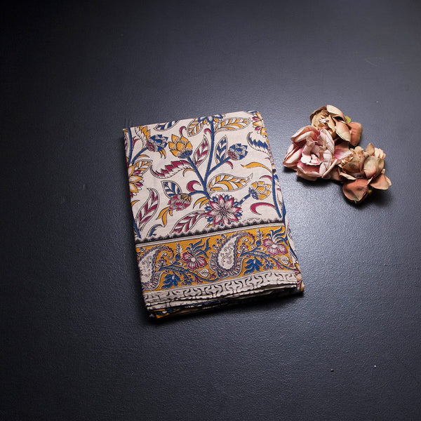 Kalamkari Cotton Cream Printed Saree 07