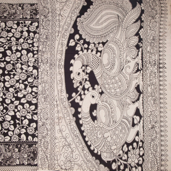 Kalamkari Cotton Black Printed Saree 02
